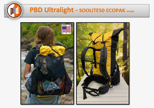 PBD - SOOLITE50 - frameless Ultralight hiking backpack - ECOPAK Yellow / Black