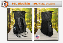 Load image into Gallery viewer, PBD Ultralight - TRAILPACK27 frameless hiking backpack - Black Dyneema 2.92oz