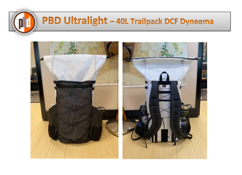 PBD Ultralight TRAILPACK40 frameless hiking backpack - DCF (Dyneema) 2.92 - White